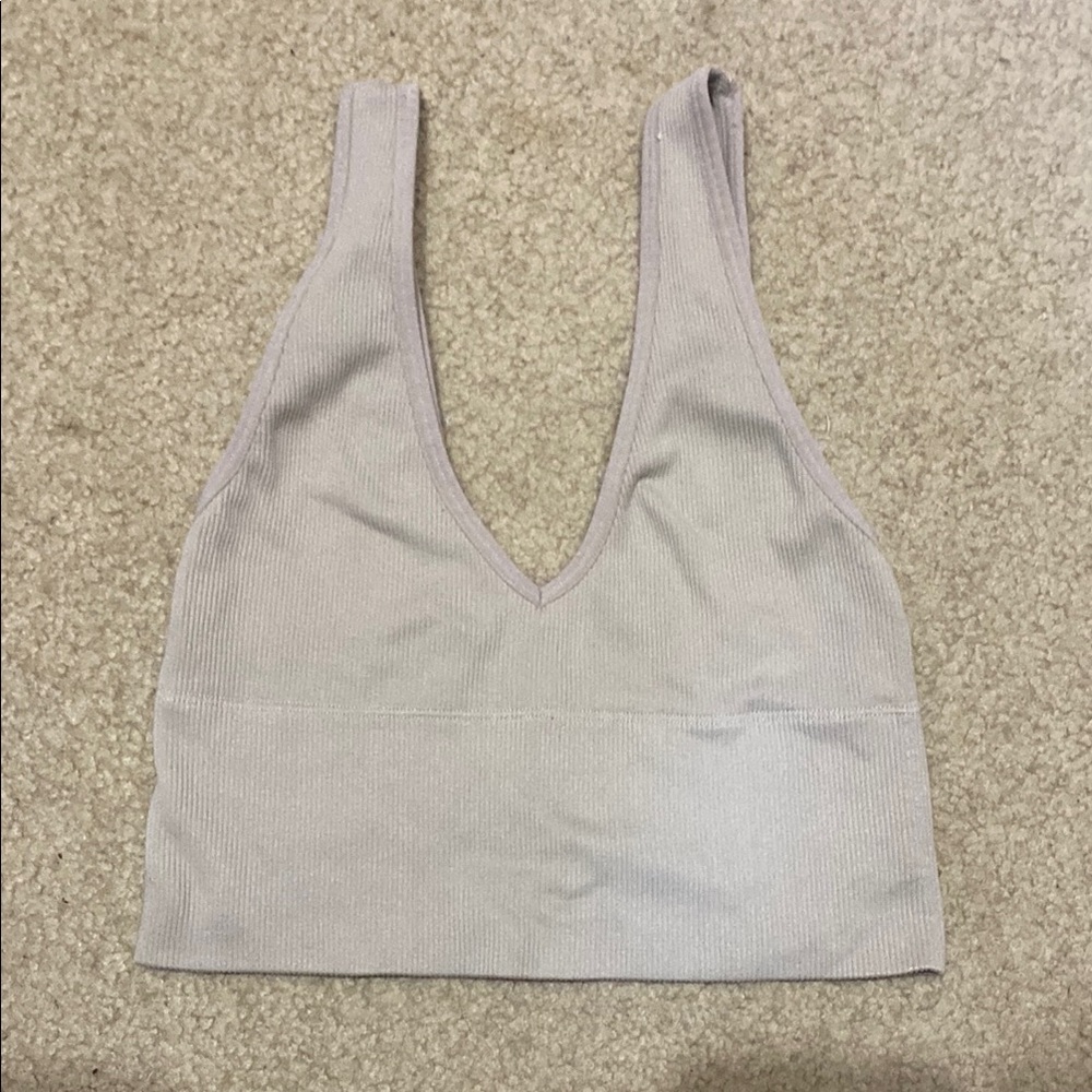 Light Tan Ribbed Crop/sports bra